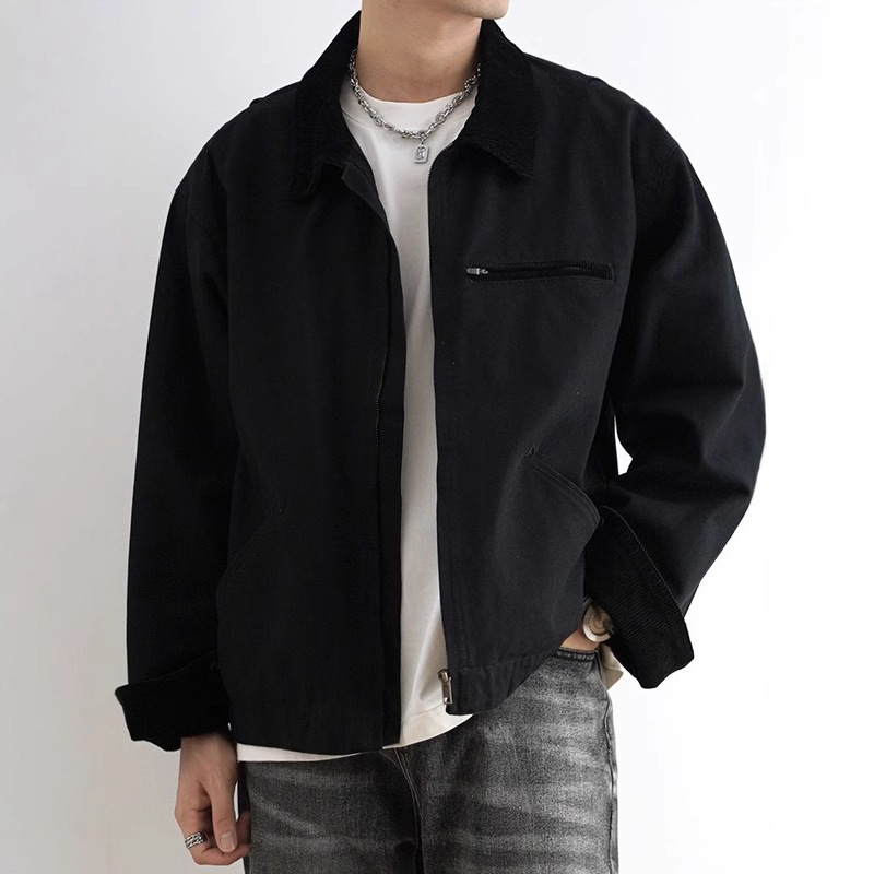 Trendy Brand American Vintage Detroit Jacket Carhart Workwear Spring All-Match Solid Color Canvas Lapel Washed Jacket