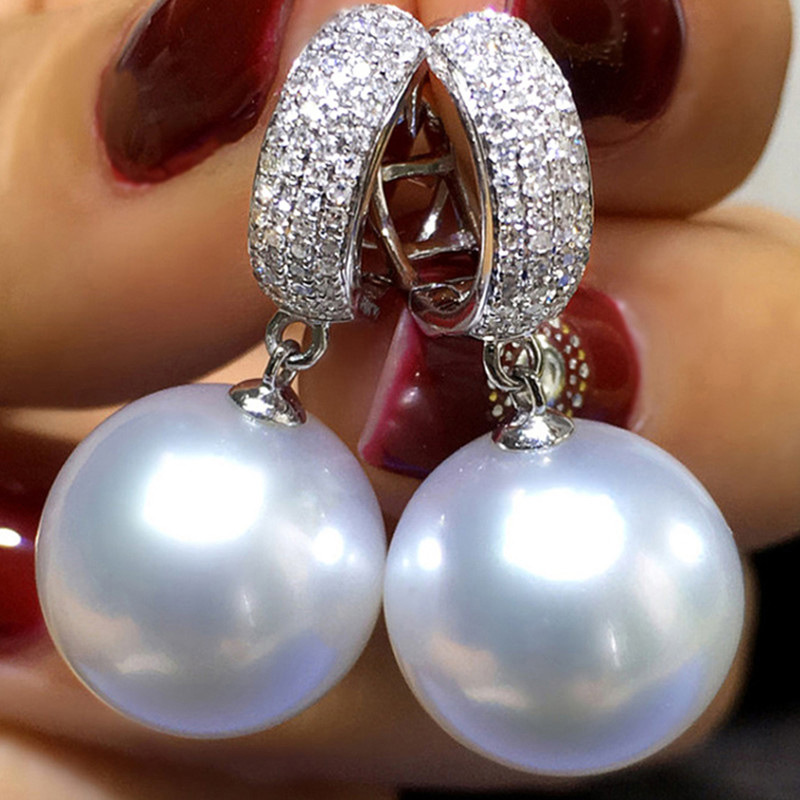Orecchini a cerchio con perla e zirconi gioielli donna eleganti_voghion.com