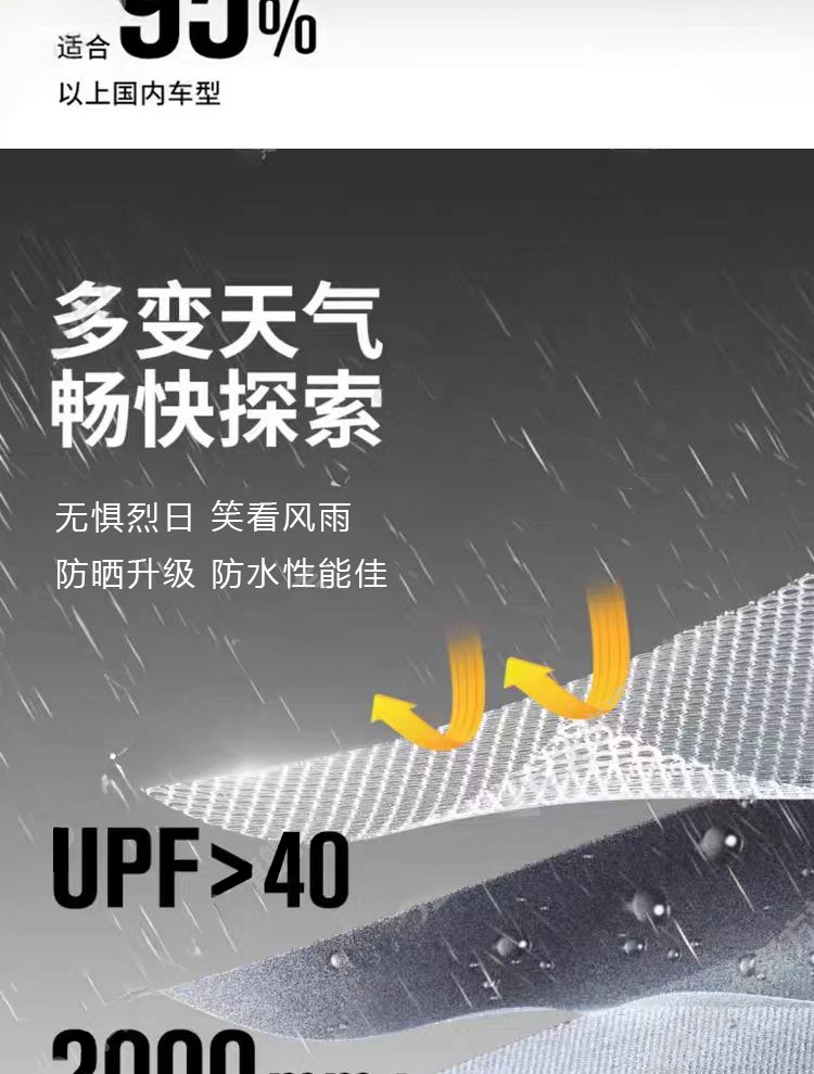 Semi-Automatic Side Tent for Car, Outdoor Camping, Self-Driving Tour, Sunshade and Rain Shelter, Car-Mounted Canopy