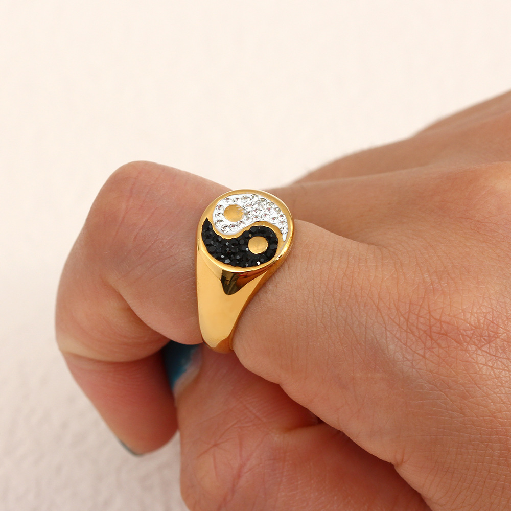 Simple Style Geometric Stainless Steel Rings Inlay Rhinestone Stainless Steel Rings