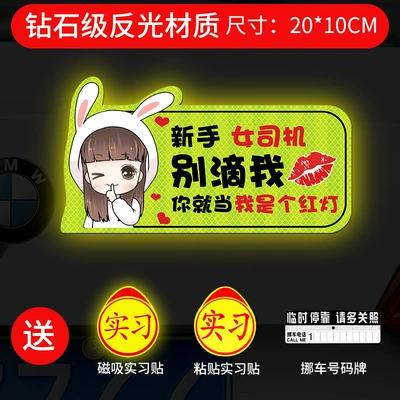the Road Female Driver Magnetic | Body sticker - strong-magnetic-and-strong-reflective-blink-rabbit-girl-dont-drop-me-gift