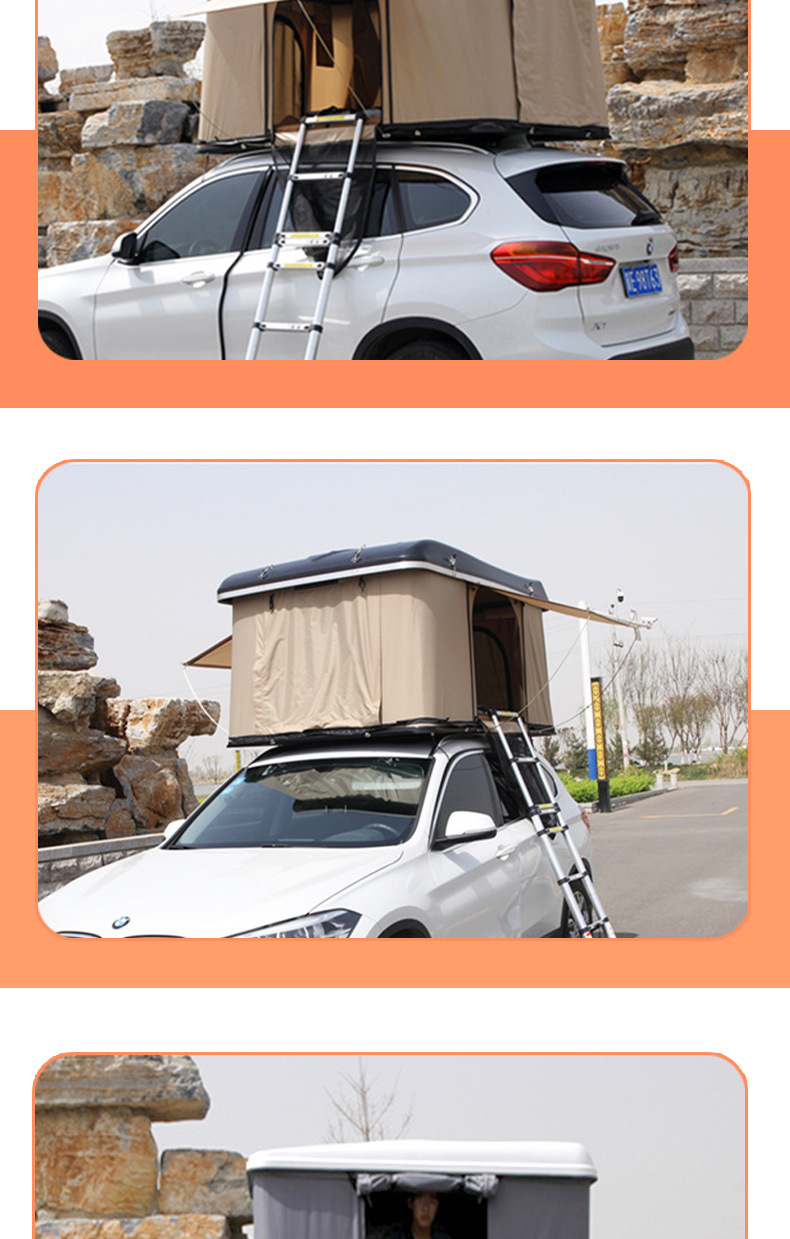 Camping Self-Driving Foldable Car Tent, Rooftop Double-Person Hydraulic Automatic Setup, No Assembly Required, Quick Opening, Waterproof and Sunproof