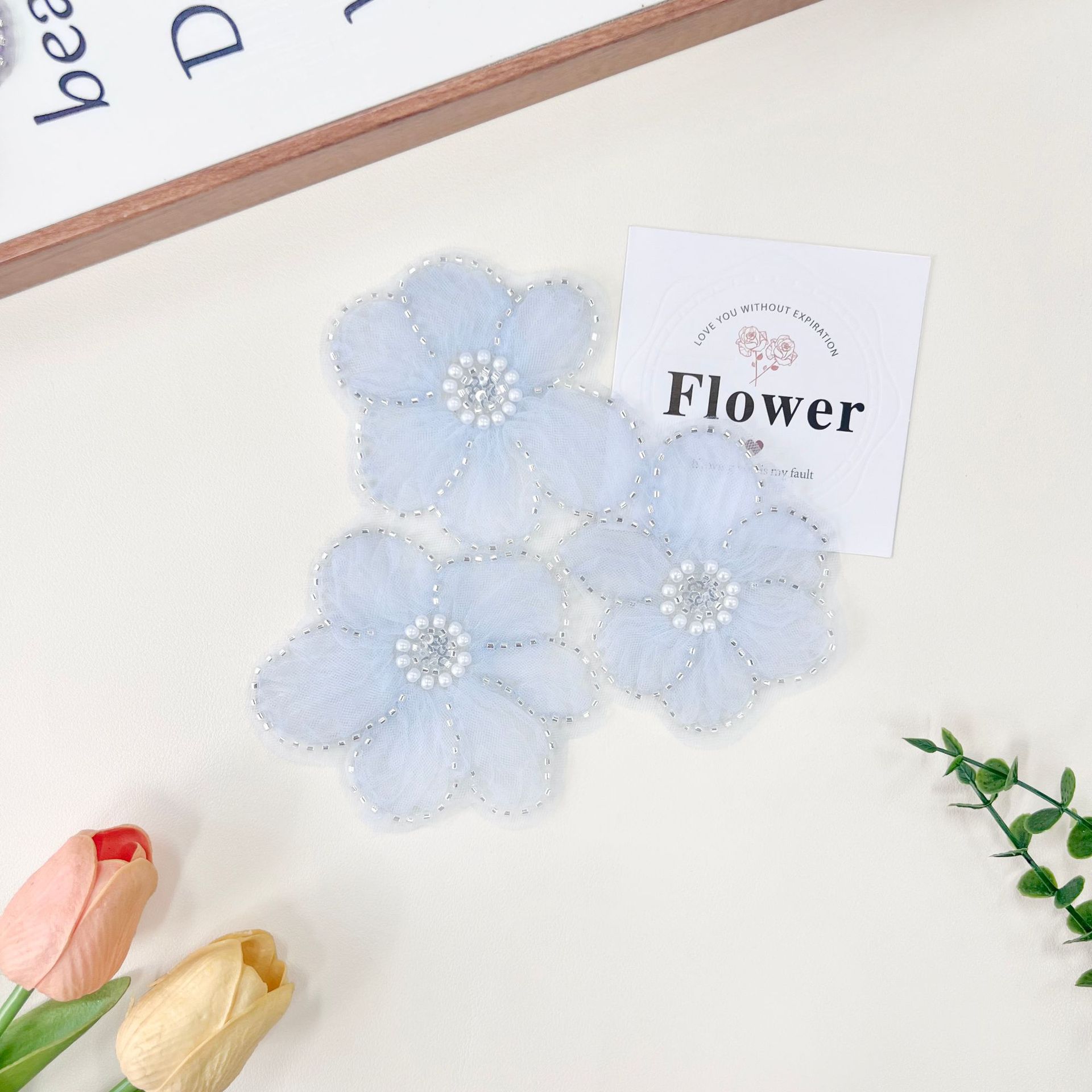Nuevo 3 - en - 1 tridimensional flor de clavos pesados cuentas de encaje pegado DIY vestido vestido de perlas accesorios