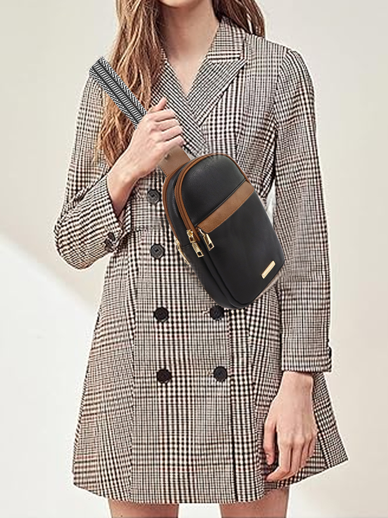 259g Weight Polyester Lining Material Zipper Closure Type Sling Strap Strap Type Fanny Pack Bags Type Daily Occasion Pu Leather Material Color Block Pattern All Seasons Season Unisex Gender Vintage Style Style Oval Shape Unisex Vintage Style Color Block Pu Leather Waist Bags 19