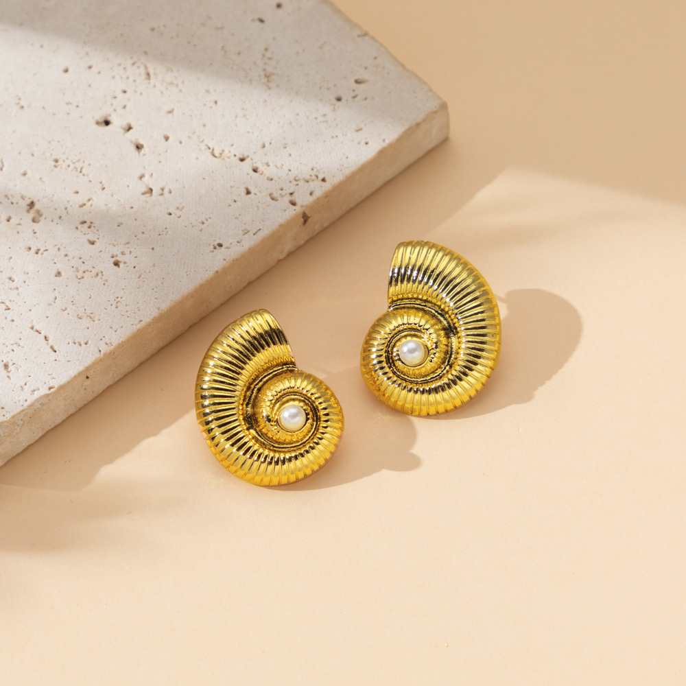 15g Weight 304 Stainless Steel Ear Needle Material Ear Studs Classification 1 Pair Quantity Daily, Street, Shopping Occasion Alloy Material Starfish, Conch Pattern All Seasons Season Women's Gender Irregular, Plating Design Marine Style, Modern Style Style 1 Pair Marine Style Modern Style Starfish Conch Irregular Plating Alloy Ear Studs 10