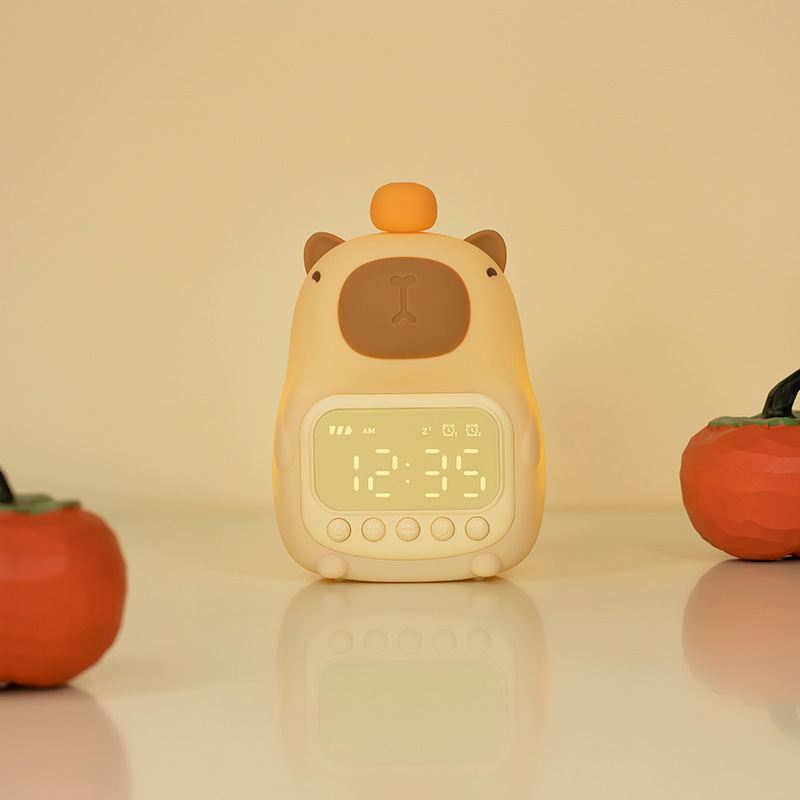 Cross-Border Capibara Silicone Alarm Clock Night Light Rechargeable Student Dormitory Capybara Pat Light Animal Led