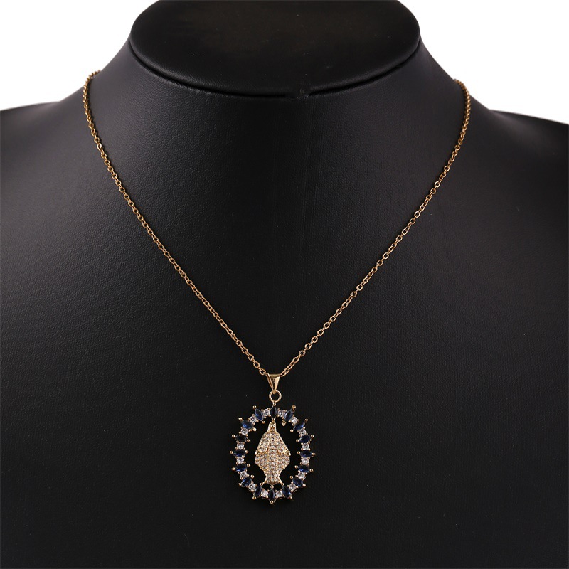 Wholesale Jewelry Virgin Mary Pendant Copper Inlaid Zirconium Necklace Nihaojewelry display picture 6