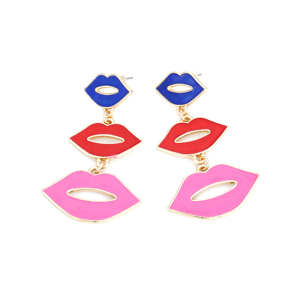 1 Pair Simple Style Lips Alloy Enamel Women's Drop Earrings display picture 2