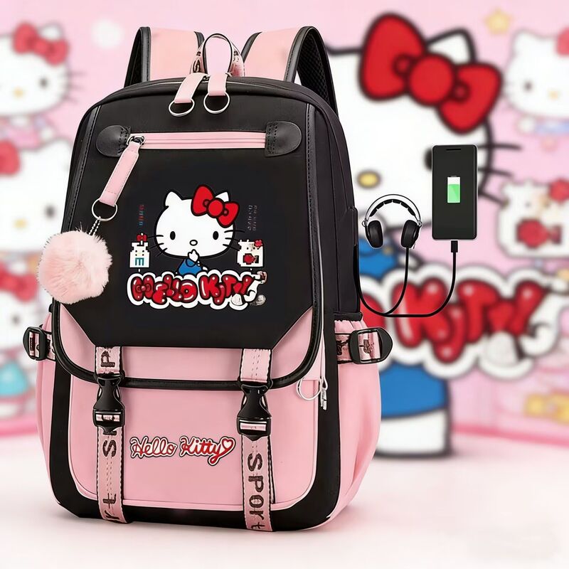 Hello Kitty School Bag, Cute Soft Girl Backpack for Students, Lightweight Trendy Backpack Hello Kitty School Bag, Cute Soft Girl Backpack for Students, Lightweight Trendy Backpack