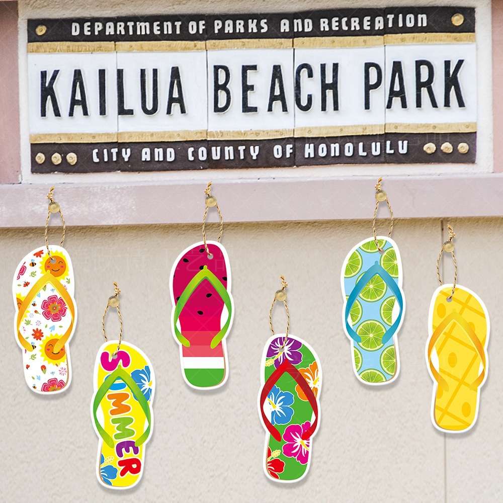 Amazon Hawaii piscina fiesta decoración zapatillas Tarjeta de verano etiqueta de la pared Tarjeta de papel foto accesorios decoración cartón