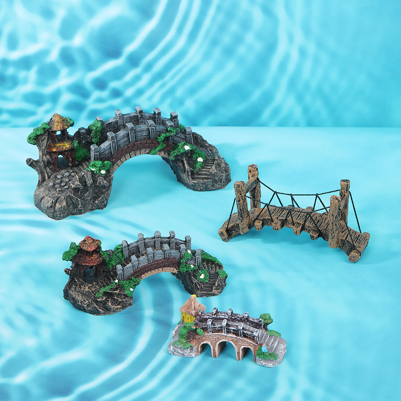 Factory Fish Tank Bridge Landscape Resin Decoration Aquarium Crafts Creative Decoration Simulation Bridge Small Bridge Landscape