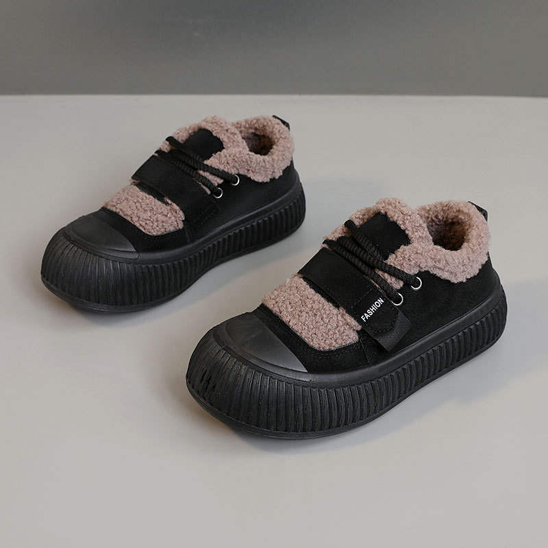 Xt102 Neue Damen-Baumwollschuhe für Herbst und Winter mit Fleecefutter, warm, schlicht, einfarbig, lässig, dicke Sohle_voghion.com