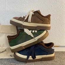 2023冬季皮面加绒棉鞋女韩版百搭保暖鞋港风运动休闲板鞋子3255M