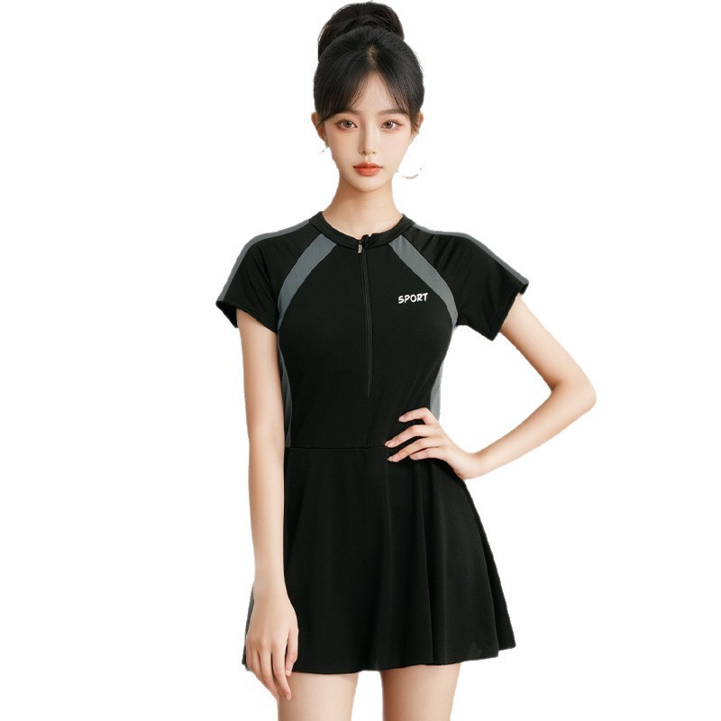 2025 explosión de verano de mangas cortas trajes de baño de mujer alta sensación trajes de baño secado rápido conservador trajes de baño profesionales al por mayor