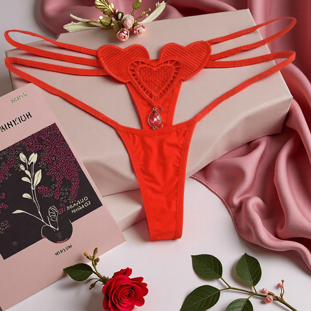 Embroidered diamond women with rhinestone thong sexy transparent hollow ice silk women's underwear processing custom proofing