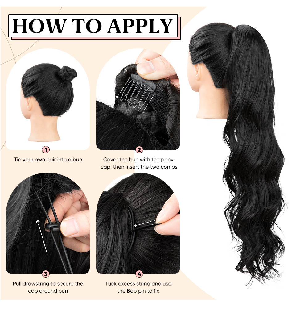 Sintētiskie mati sievietēm ar gariem, cirtainiem matiem, aukliņas stila, sintētiskās šķiedras, augstām zirgastēm un liela viļņa mākslīgām bizēm._voghion.com