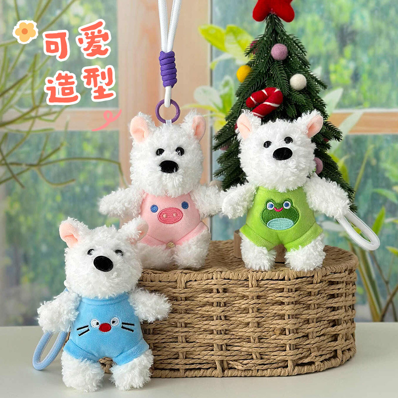 Cute QMeng Red West Highlands gran nariz perro curar muñecas patatas fritas serie de bocadillos para calmar muñecas de peluche perro