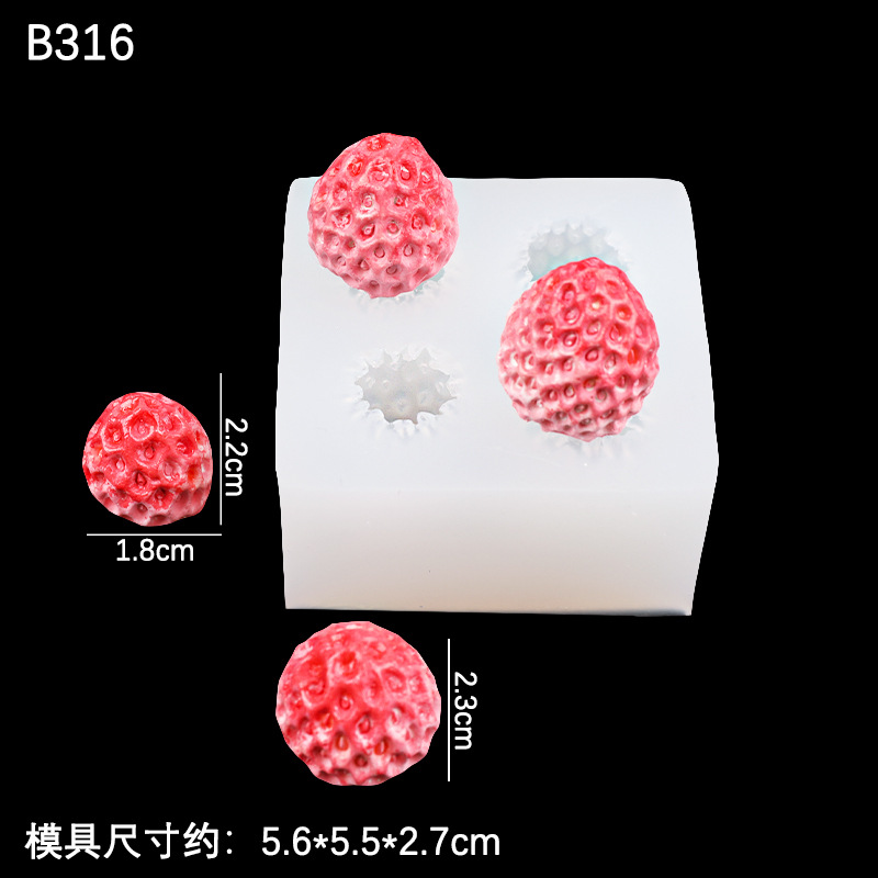 Molde de silicona de fresa tridimensional Molde de yeso
