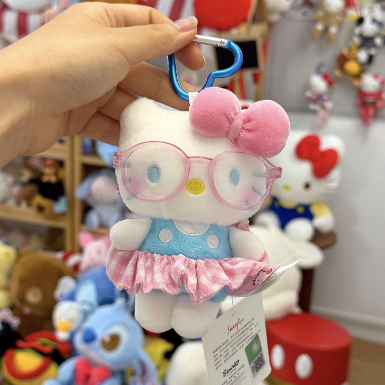 Genuino clásico KT Hello Kitty mochila bolso colgante dibujos animados lindo hellokitty llavero muñeca de felpa mujer