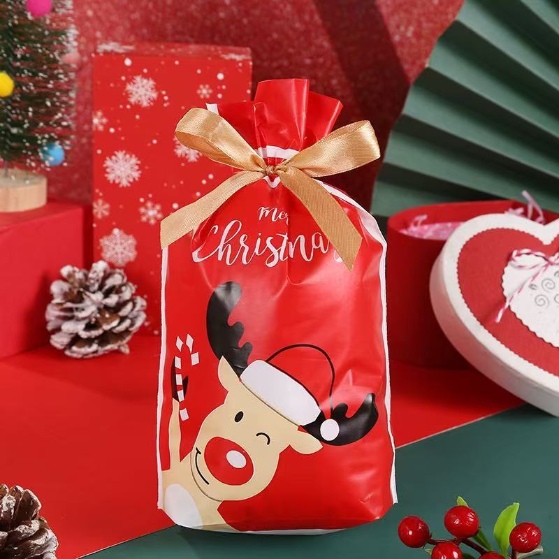 大型の新作越境ECクリスマスギフト包装袋、リボン付き巾着袋、キャンディバッグ、アップルバッグ、23cm*34cm|undefined