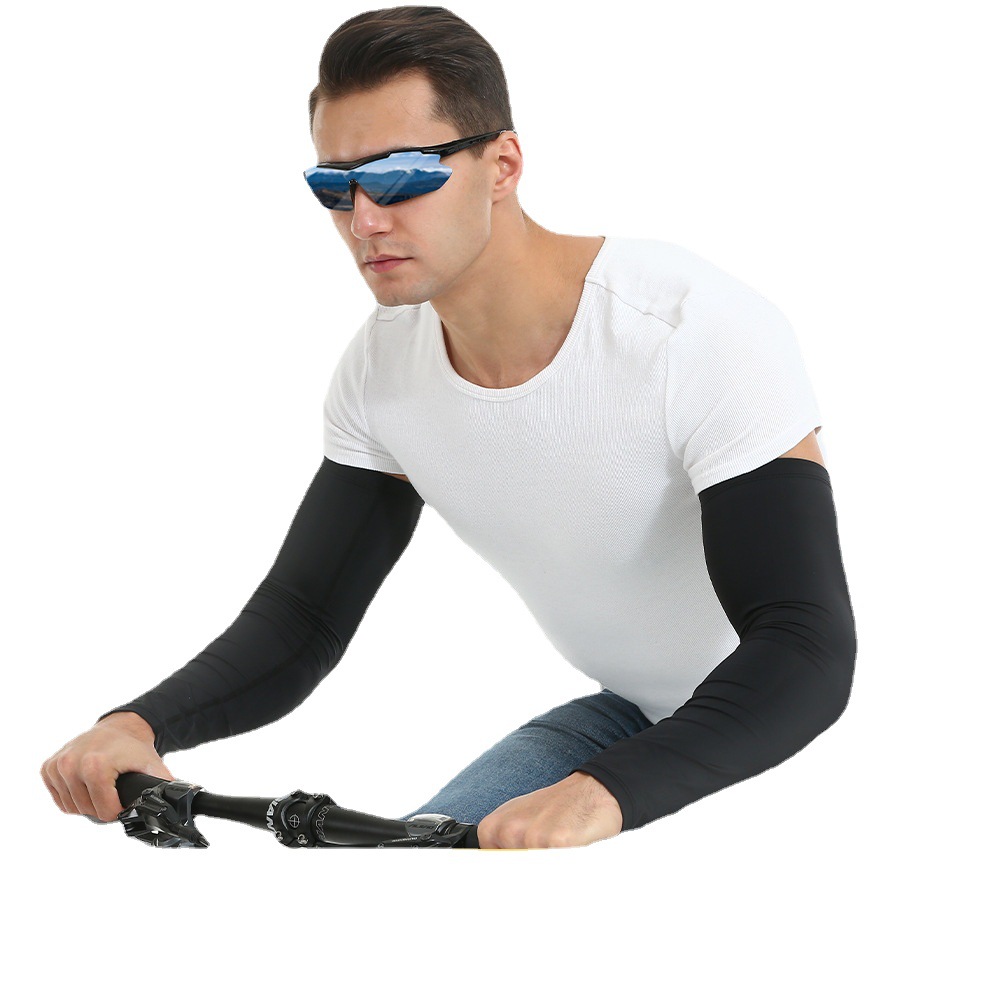 Summer Outdoor Sunscreen Sleeves Ice Silk Silicone Non-slip Sleeves Ice-feel Breathable Arm Guard Sleeves Outdoor Sports Driving Sleeves
