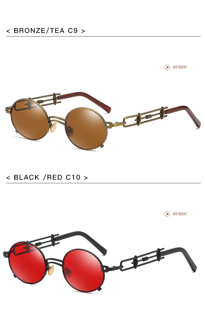 Retro Punk Geometric Ac Round Frame Full Frame Women's Sunglasses display picture 14