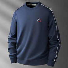 轻奢高级感亲肤太空棉刺绣蓝色休闲圆领卫衣秋季新款运动长袖T恤