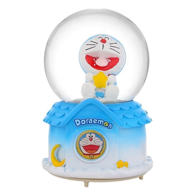 Azul de dibujos animados gatito Casa estrella bola cristal caja música los niños decoración la habitación regalo del Día San Valentín