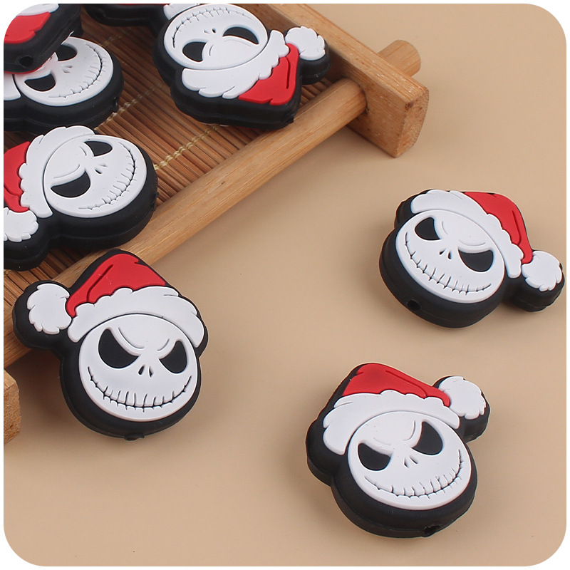 Nuevo bebé de dibujos animados Santa Claus cabeza pequeña mordedor creativo DIY bebé molar pezón cadena teether Accesorios