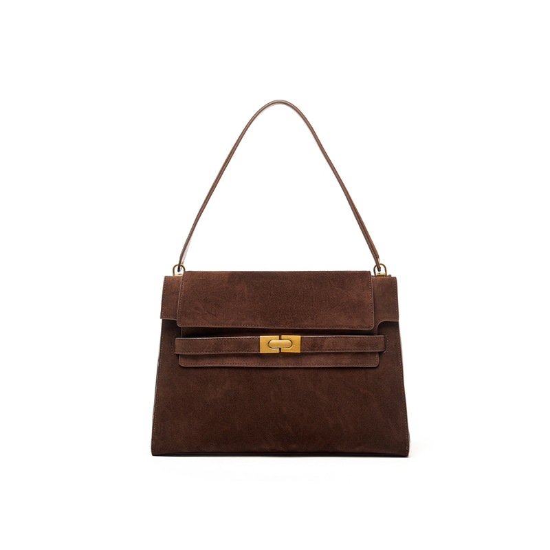 Luxury Genuine Leather Underarm Bag For Women Retro Suede Cowhide Commuter High-End Large Capacity Shoulder Tote Bag - Thumbnail 6