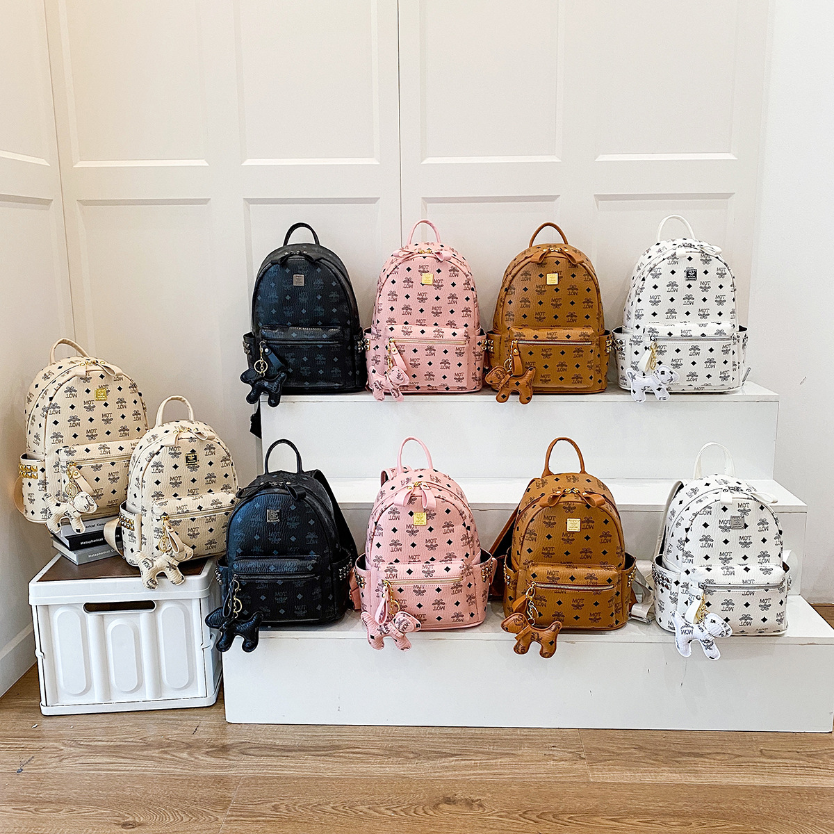 Mochila de moda coreana impresa para mujeres, mochila de clase para estudiantes universitarios, adornos colgantes, mochila de viaje de gran capacidad para mujeres