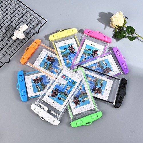 Luminous mobile phone waterproof case fluorescent pvc transparent mobile phone waterproof bag swimming rafting diving protective case wholesale