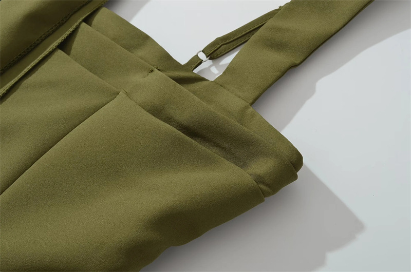European American Style Scarf-strap Dress For Women, With A Stylish Sexy High Slit, Waist-cinching, Pleated, And Long_ecoleips.com