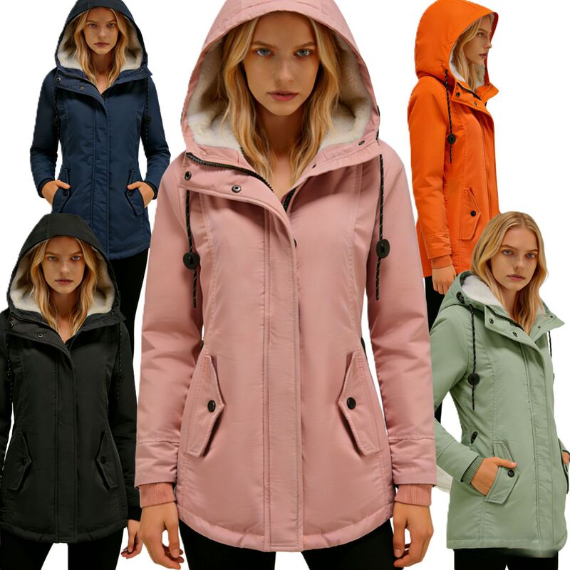 2026 Cross-Border Cotton Jacket Autumn and Winter Lamb Wool Cotton Coat for Women European Size Thickened Fleece Cotton Jacket Casual Hooded Coat for Women