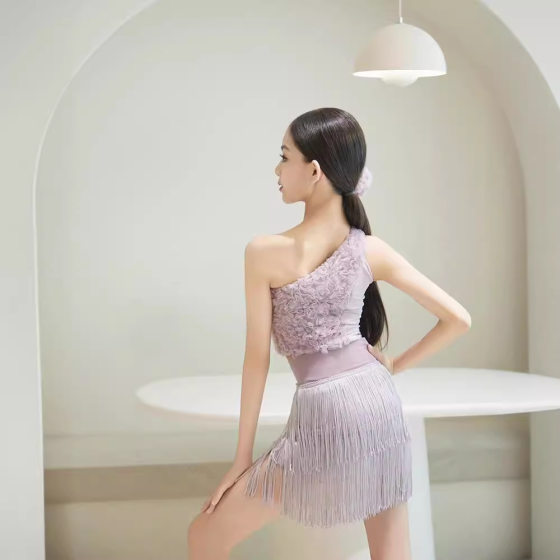 Dance Clothes Latin Dance Practice Performance Comfortable Suit White High-end Skin-friendly Girls Adult High-elastic Fabric