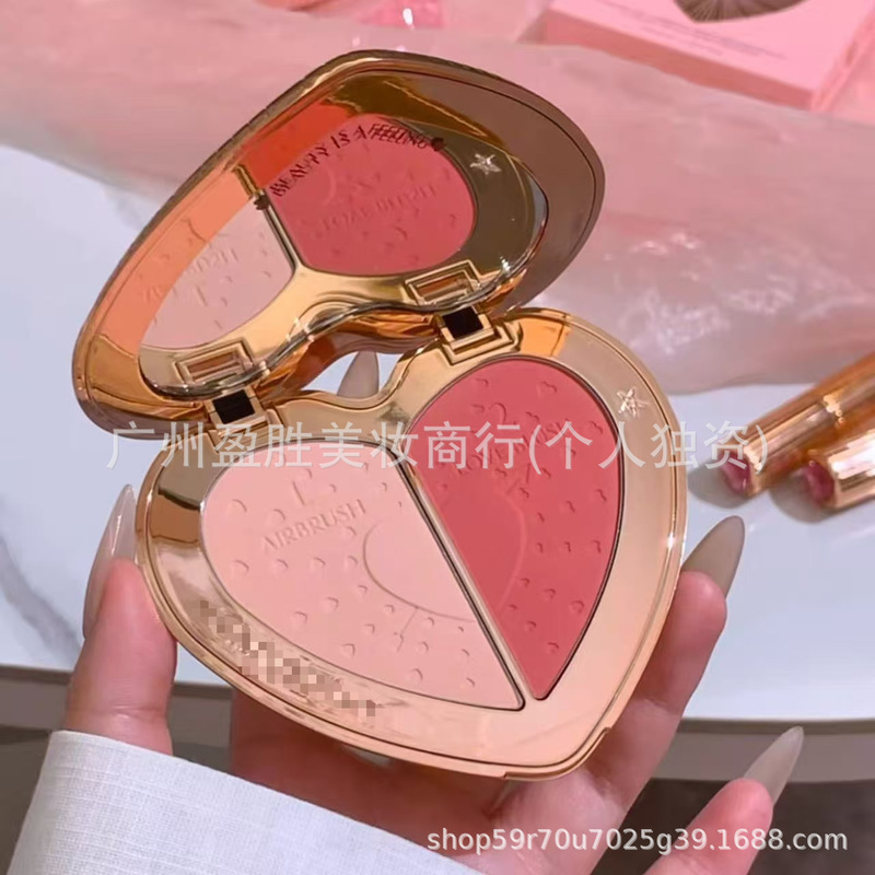 跨境爆款 C/T新品双色爱心腮红盘！PINK#蔷薇粉，PEACH#豆沙红|undefined