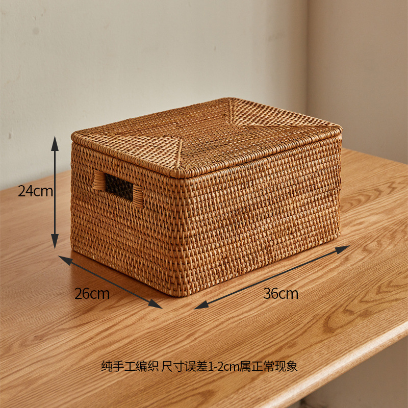 ベトナム秋籐手作り収納バスケットデスクトップ雑貨バスケット長方形おもちゃスナック衣類収納ボックス