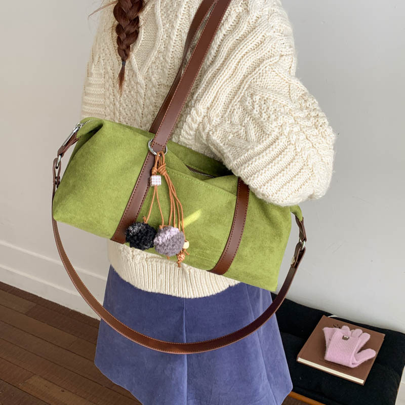 Women's Suede Winter Retro Matte Baguette Underarm Bag Large Capacity Versatile Casual Crossbody Bowling Bag - Thumbnail 8