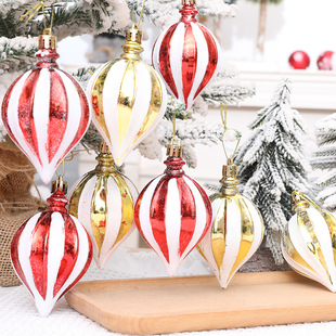 Christmas Decorations Red and White Painted Electroplating Painted Gourd Pendant Pendant Christmas Tree Hanging Decoration Scene Layout