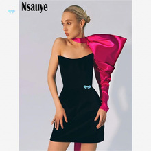 Evening Party Bodycon Mini Dress Back单肩抹胸小礼服连衣裙