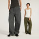 Jie Zhan Women's Clothing | Pure Cotton Retro Scimitar Casual Pants 25 Spring and Summer Lazy Style Mid-Low Waist Sexy Wide-Leg Cargo Pants