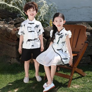 Primary School Student Class Uniforms Chinese Style Kindergarten Uniforms Chorus Performance Costumes New Chinese Style Summer Children's School Uniforms