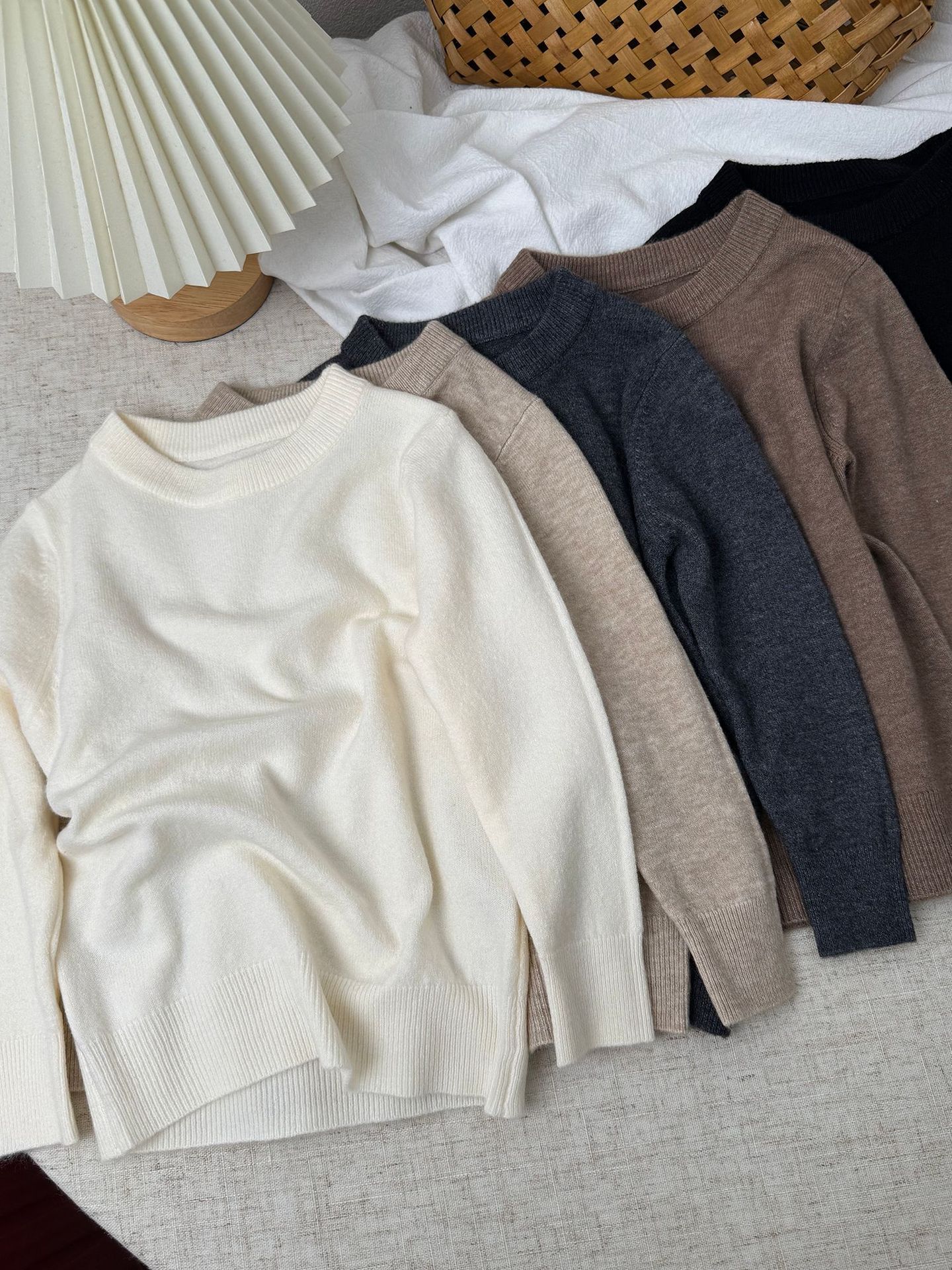 Suéter de lana de otoño y invierno, suéter de cuello redondo para niños y niñas, camisa de fondo, camisa de punto para bebés