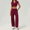 Cherry red trousers, with short sleeve