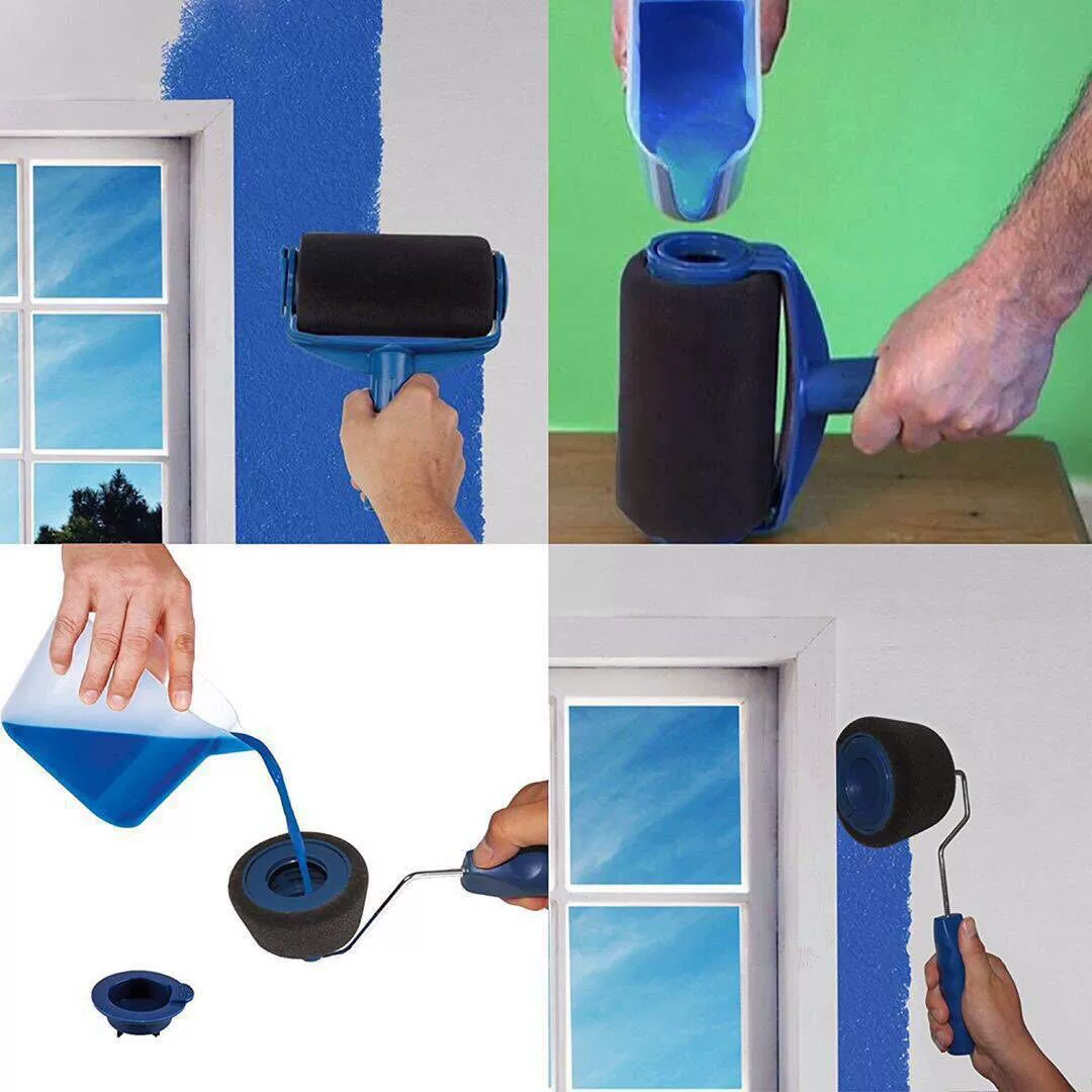Pintar Facil's new seamless sponge TV product drum brush five -in -one multi -function paint brush set
