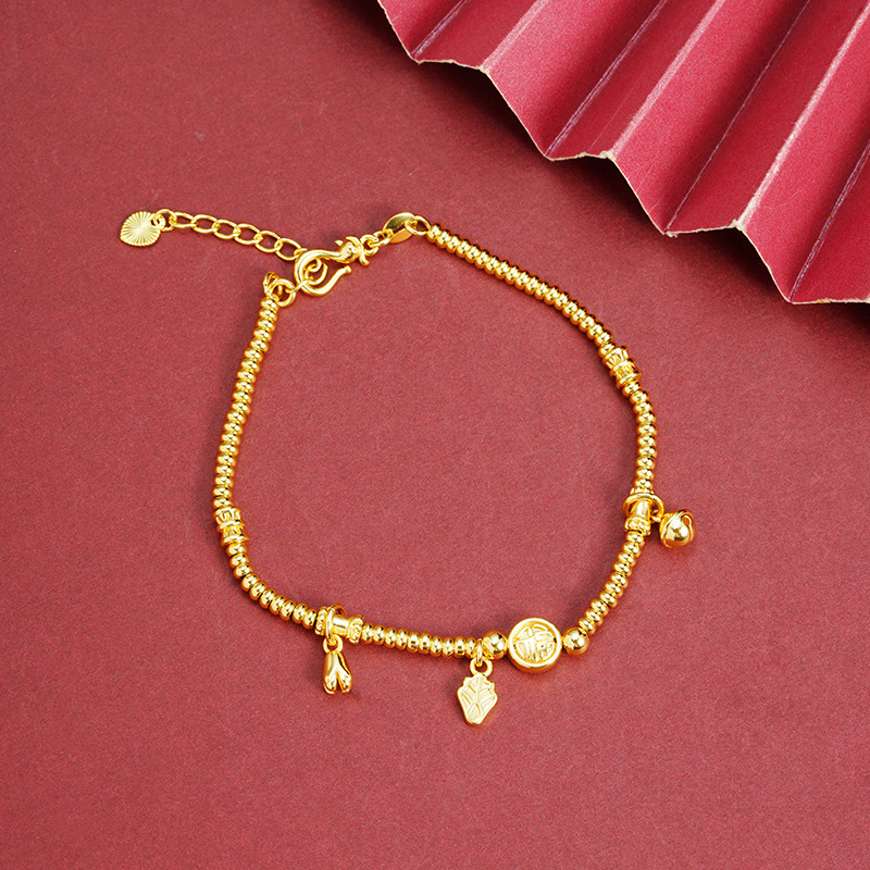 Nuevo estilo chino de oro de arena vietnamita estilo de corte de estilo nacional de estilo Fu Zhong Zhong pulsera femenina alta joyería al por mayor