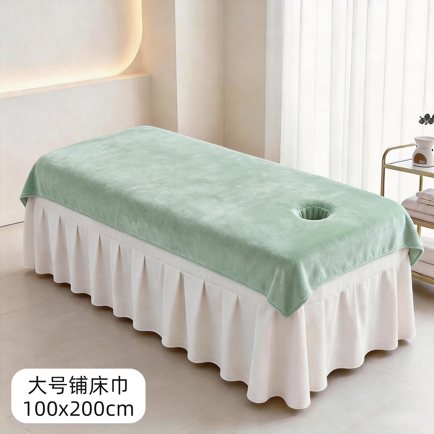 구멍이 있는 대형 침대 수건 200x100 - 녹색