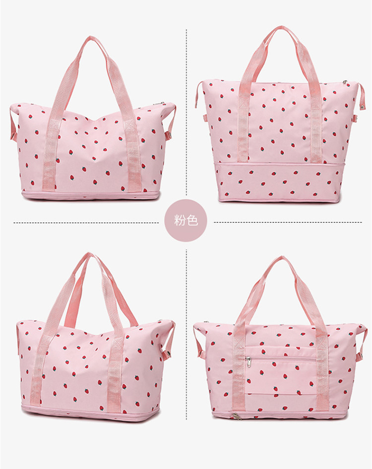 Nueva fresa pequeña, fresca, gran capacidad, expansión telescópica, bolsa de viaje, deporte de natación, bolsa de fitness, bolsa de almacenamiento para estudiantes