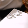 Earrings, silver needle, Korean style, simple and elegant design, diamond encrusted, silver 925 sample