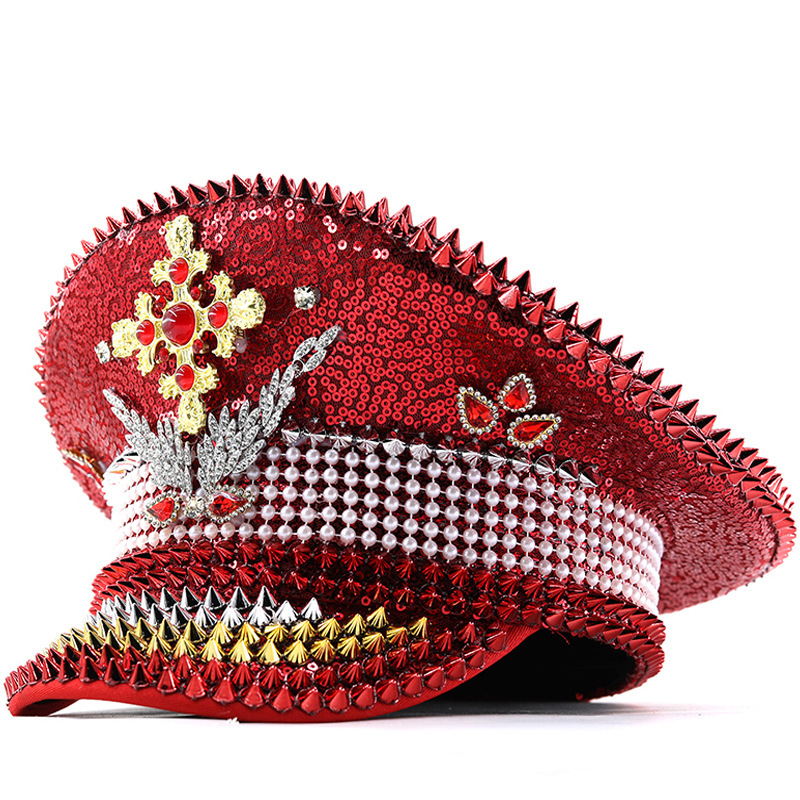 Sombrero azul marino con incrustaciones de diamantes, boina estilo punk, sombrero y2k, sombrero de marinero para mujer con ambiente otoñal e invernal, sombrero dorado para clima frío